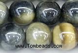 CTE2373 15 inches 8mm round AB-color golden & blue tiger eye beads