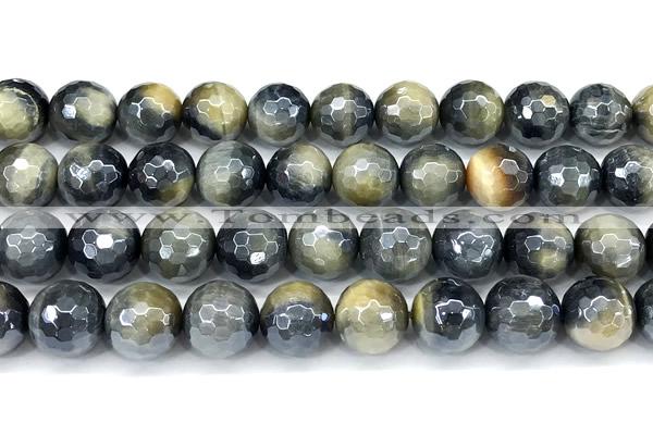 CTE2378 15 inches 10mm faceted round AB-color golden & blue tiger eye beads