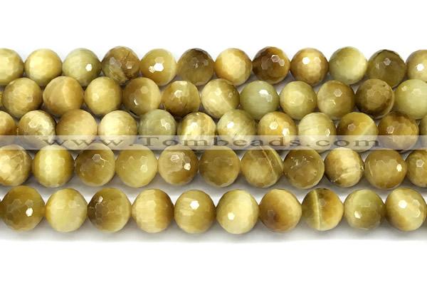 CTE2390 15 inches 10mm faceted round golden tiger eye beads