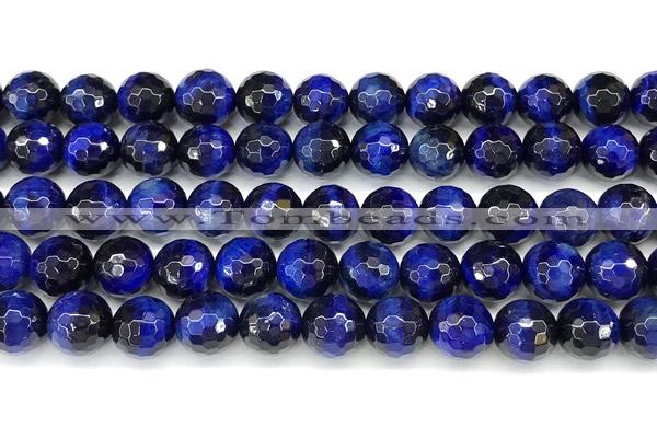 CTE2400 15 inches 8mm facted round blue tiger eye beads