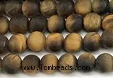 CTE2455 15 inches 4mm round matte yellow tiger eye beads