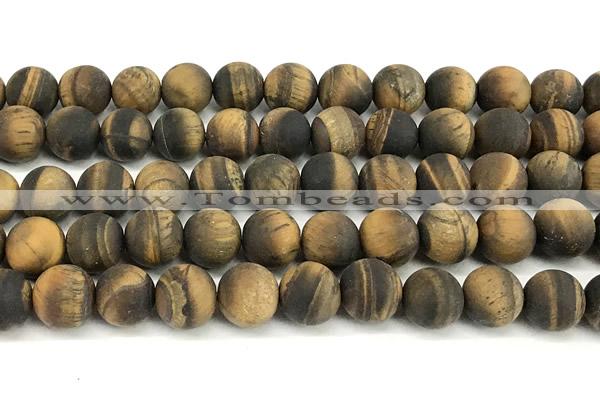 CTE2459 15 inches 12mm round matte yellow tiger eye beads