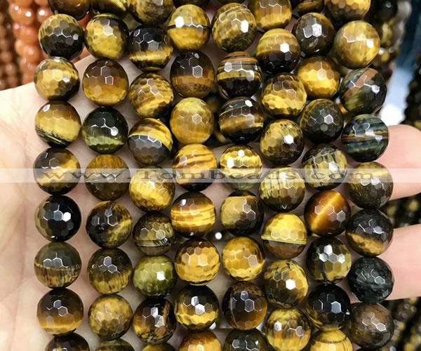 CTE2465 15 inches 10mm faceted round yellow tiger eye beads wholesale