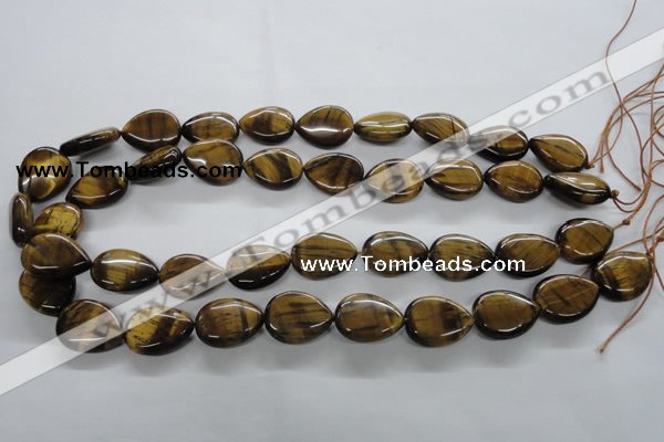 CTE307 15.5 inches 15*20mm flat teardrop yellow tiger eye gemstone beads