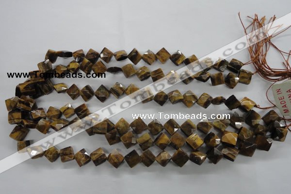 CTE315 15.5 inches 10*10mm faceted diamond yellow tiger eye beads