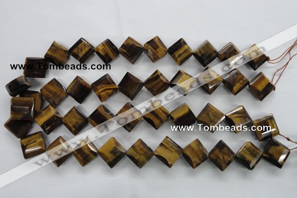 CTE316 15.5 inches 15*15mm faceted diamond yellow tiger eye beads