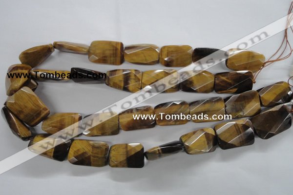 CTE318 18*25mm twisted & faceted rectangle yellow tiger eye beads