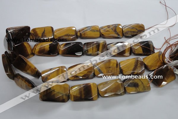 CTE319 20*30mm twisted & faceted rectangle yellow tiger eye beads