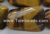 CTE320 25*35mm twisted & faceted rectangle yellow tiger eye beads