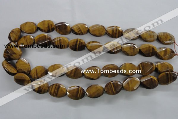 CTE321 15.5 inches 15*20mm twisted & faceted oval yellow tiger eye beads