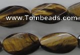 CTE322 15.5 inches 15*25mm twisted & faceted oval yellow tiger eye beads