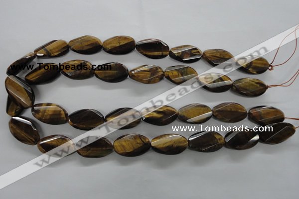 CTE322 15.5 inches 15*25mm twisted & faceted oval yellow tiger eye beads