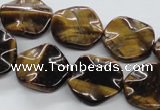 CTE323 15.5 inches 20mm wavy coin yellow tiger eye gemstone beads