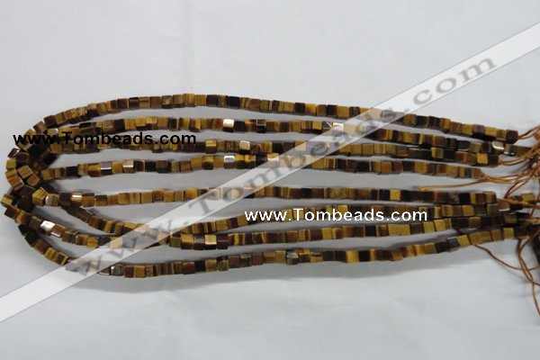 CTE326 15.5 inches 4*4mm cube yellow tiger eye gemstone beads