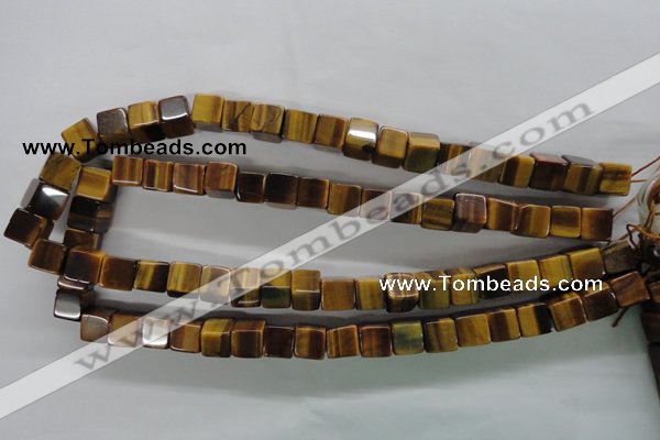 CTE327 15.5 inches 10*10mm cube yellow tiger eye gemstone beads