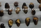 CTE337 Top-drilled 6*10mm teardrop yellow tiger eye gemstone beads