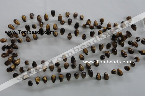 CTE337 Top-drilled 6*10mm teardrop yellow tiger eye gemstone beads