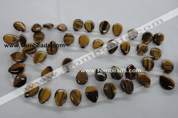 CTE338 Top-drilled 13*18mm flat teardrop yellow tiger eye gemstone beads