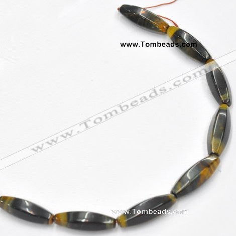 CTE36 15.5 inches 10*30mm faceted rice blue tiger eye beads wholesale