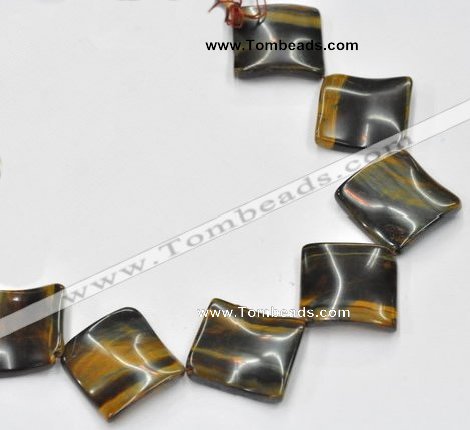 CTE38 15.5 inches 30*30mm twisted square blue tiger eye beads wholesale