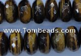 CTE405 15.5 inches 10*18mm faceted rondelle yellow tiger eye beads