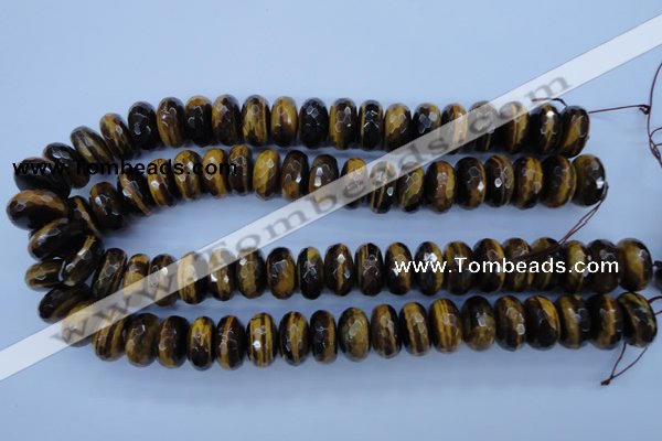 CTE405 15.5 inches 10*18mm faceted rondelle yellow tiger eye beads