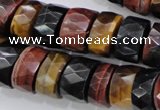 CTE408 15.5 inches 7*12mm faceted tyre red & yellow tiger eye beads