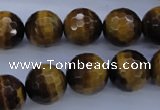 CTE425 15.5 inches 14mm faceted round yellow tiger eye beads