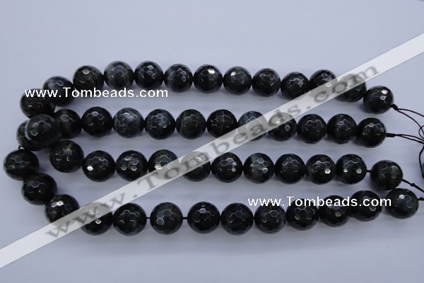 CTE446 15.5 inches 16mm faceted round blue tiger eye beads