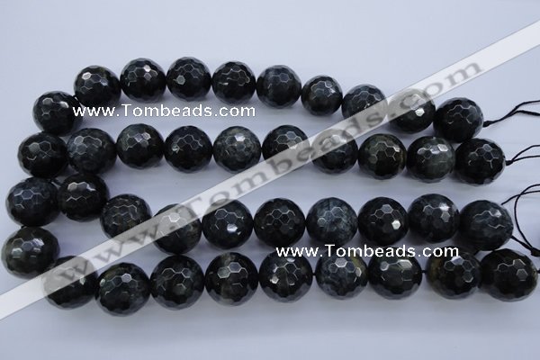 CTE448 15.5 inches 20mm faceted round blue tiger eye beads