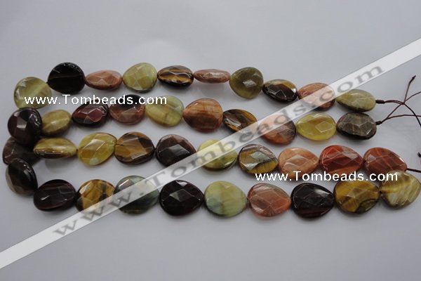 CTE468 15.5 inches 18*20mm faceted flat teardrop mixed tiger eye beads