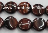 CTE53 15.5 inches 15mm flat round red tiger eye gemstone beads