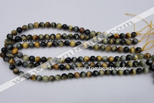 CTE552 15.5 inches 8mm round golden & blue tiger eye beads