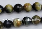 CTE554 15.5 inches 12mm round golden & blue tiger eye beads