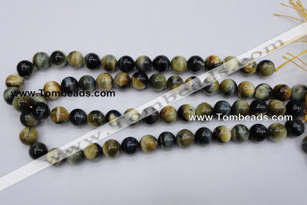 CTE554 15.5 inches 12mm round golden & blue tiger eye beads