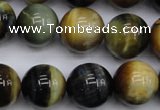 CTE557 15.5 inches 18mm round golden & blue tiger eye beads