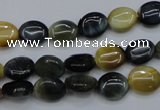 CTE568 15.5 inches 8*10mm oval golden & blue tiger eye beads