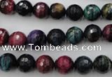 CTE581 15.5 inches 6mm faceted round colorful tiger eye beads