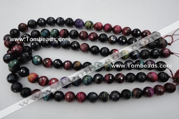 CTE583 15.5 inches 10mm faceted round colorful tiger eye beads