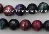 CTE584 15.5 inches 12mm faceted round colorful tiger eye beads