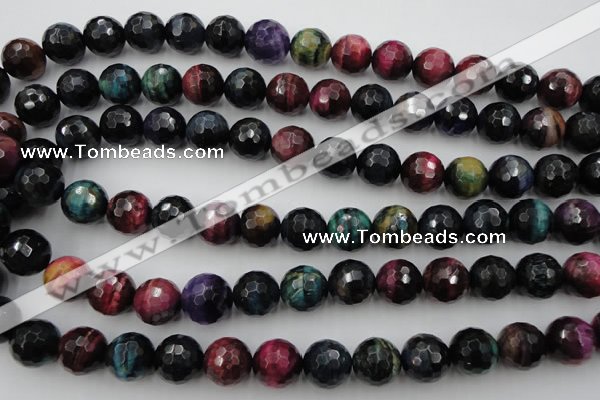 CTE586 15.5 inches 16mm faceted round colorful tiger eye beads