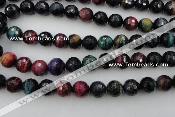 CTE587 15.5 inches 18mm faceted round colorful tiger eye beads