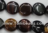 CTE62 15.5 inches 14mm flat round mixed tiger eye gemstone beads