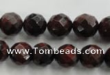 CTE704 15.5 inches 12mm faceted round red tiger eye beads