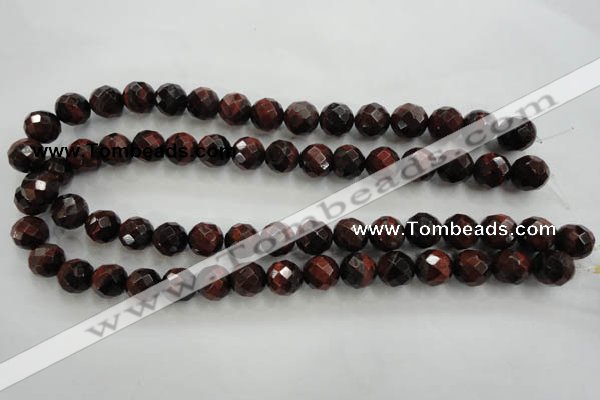 CTE704 15.5 inches 12mm faceted round red tiger eye beads