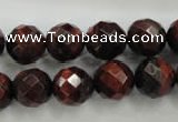 CTE705 15.5 inches 14mm faceted round red tiger eye beads