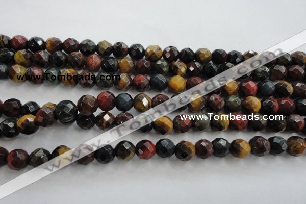 CTE711 15.5 inches 6mm faceted round mixed color tiger eye beads