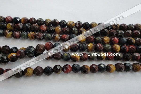 CTE712 15.5 inches 8mm faceted round mixed color tiger eye beads