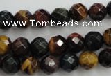 CTE713 15.5 inches 10mm faceted round mixed color tiger eye beads