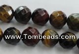 CTE714 15.5 inches 12mm faceted round mixed color tiger eye beads